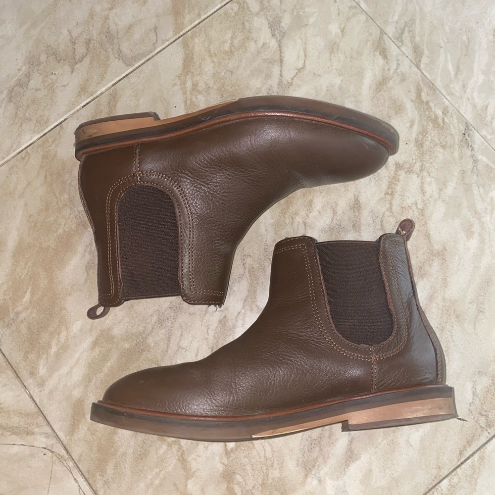 Zara Kids Brown Leather Chelsea Boots Size 2 (33)